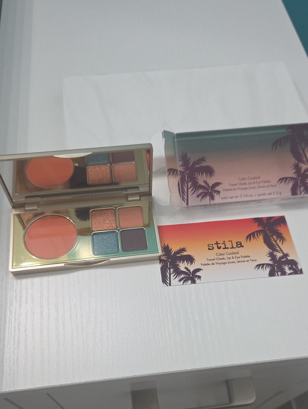 Stila Color Cocktail Travel Cheek, Lip & Eye Palette - Coral & Teal Shades
